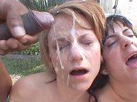 Alex and Taylor are in the center of a circle of cocks and get huge facials - movie 3 - 5