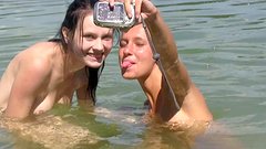 Ester and Sara finger bang on the beach - movie 1 - 2