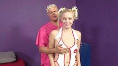 Jenna Ivory cums on Porno Dan's dick dressed as a naughty nurse - movie 3 - 2