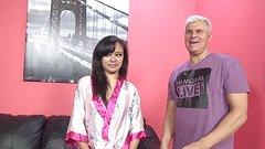 Annie Cruz gushes chick jizz all over a black leather couch - movie 3 - 2