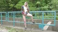 Milena Devi drops her pants on a public bridge to get herself off! - movie 6 - 6