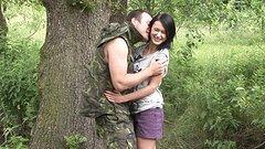 Angelica Skies hugs a tree as she is plowed from behind in an outdoor fuck - movie 3 - 2