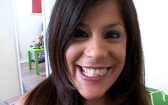 Michelle is a hot brunette right in front of the camera sucking cock POV - movie 6 - 2