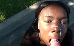 Dark skinned beauty Stefanie gives a roadside blowie - movie 1 - 7