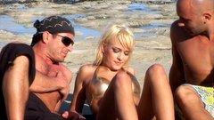 Blue Angel gets double penetrated on a Caribbean beach - movie 6 - 2