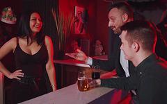 Mariskax takes two guys back to the VIP so they can DP her hot ass - movie 4 - 2