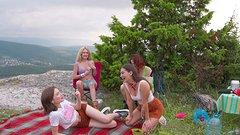 Cute lesbians have an outdoor pussy eating picnic - movie 2 - 2