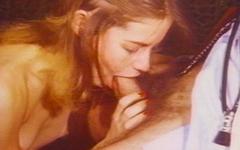 Vintage porn video as petite hairy slut gets pumped and given a creampie - movie 1 - 3