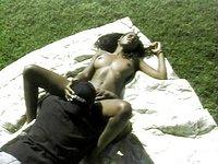 Jetzt beobachten - Great outdoor fuck scene with a black girl and guy doing it on a blanket