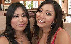 Ver ahora - Two cute asian babes keeani lei and kyanna lee share a black dick and cum