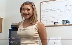 Watch Now - Cute asian with great tits, kimmy kahn gives a pov blowjob for a face pop